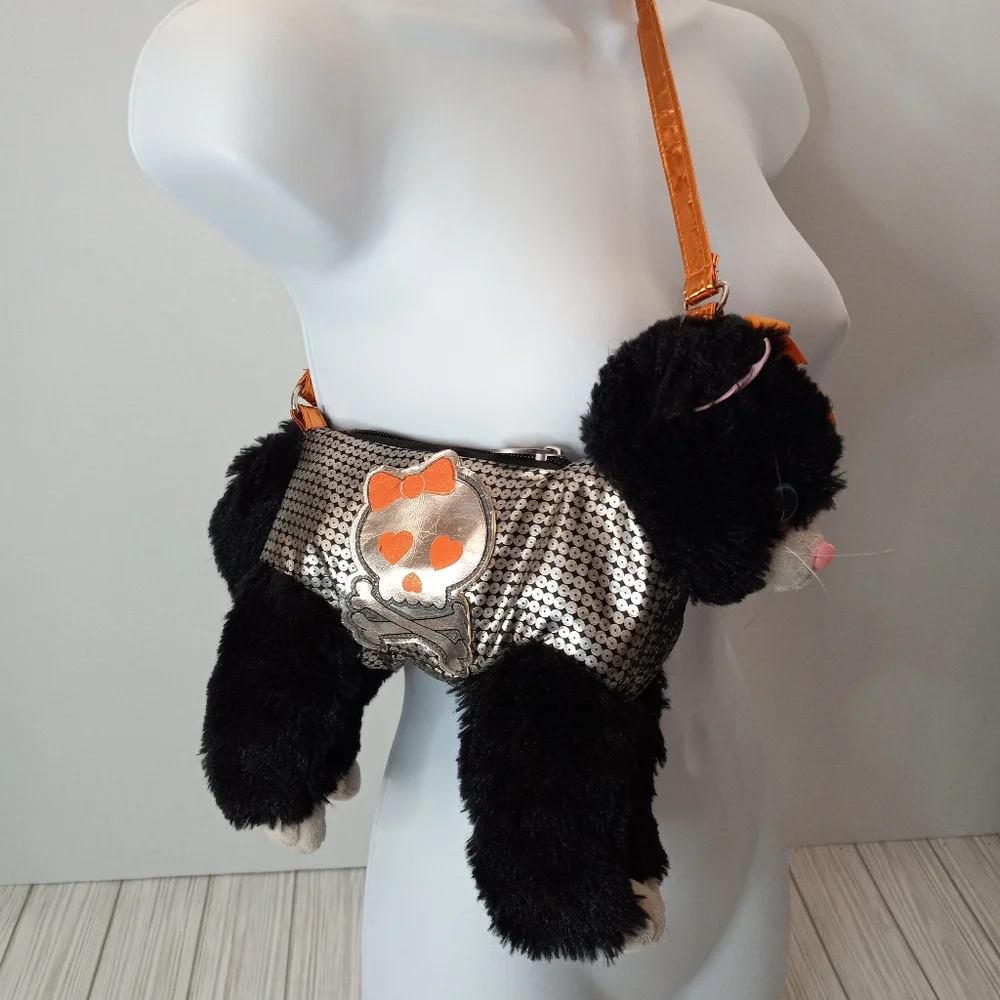Poochie & Co Plush Black Kitty Cat Witchy Kids Childs Purse